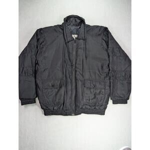 Lauren Brooke Size Med Black 100% Silk Quilted Mock Neck Full Zip Jacket VTG 90s